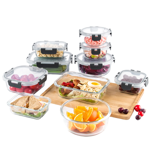 Set Modern Design <b>Glass</b> Food Storage Containers with BPA-Free Microwavable Multifunction Rectangle/<b>Square</b> - Product Image 1