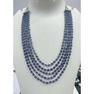 Collar Hecho a Mano de 5 Capas, Multicolor, con Cuentas Ovaladas Lisas de Jade Semipreciosa Auténtica, Collar de Varias Hebras de Piedra Natural - Product Image 5