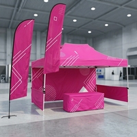 Tente de réception pliante pop-up en tissu Oxford robuste, imprimée sur mesure, 5m, pour extérieur, imperméable, pour salons professionnels et événements