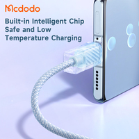 Mcdodo 367 Cable transparente colorido para portátil PD 100W E-Mark Nylon trenzado 1,2 m/2M USB C a Cable tipo C para Macbook Laptop Samsung