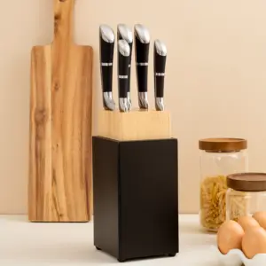 Coltello da cucina in acciaio inossidabile ad alto tenore di carbonio 6 pezzi con blocco coltello nuovo stile manico cavo eco-friendly personalizzabile taglio Logo