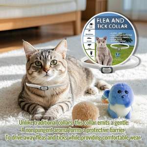 <span class=keywords><strong>Collar</strong></span> <span class=keywords><strong>Antipulgas</strong></span> y Garrapatas para Gatos, Ajustable, Impermeable, de Silicona, Ecológico, Protección Duradera y Segura para Gatos y Gatitos - Product Image 4