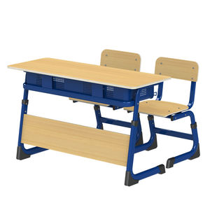 Bureau d'étude en bois à deux places et chaise, mobilier scolaire, <span class=keywords><strong>tables</strong></span> et chaises de classe réglables - Product Image 4