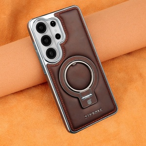 Funda Magnética de Cuero PU con Electrochapado para Samsung S26 S23 S24 Ultra S25 Plus, con Anillo Metálico y Protección Antigolpes - Product Image 1
