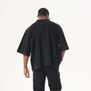 Custom <b>Tshirt</b> T-shirt <b>Cheap</b> 100% Short Sleeve Cotton Blank Round Neck Oversize Boxy t Shirt Men Plain Black T-shirt Wholesale - Product Image 4