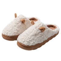 Nouvelles pantoufles d'hiver pour femmes KJ 2026, nouvelles pantoufles en coton mignonnes à motif de dessin animé, pantoufles chaudes antidérapantes en peluche, chaussures d'hiver pour la maison