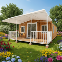 Maison conteneur modulaire de luxe à double aile extensible de 40 pieds avec structure en acier et mur en verre