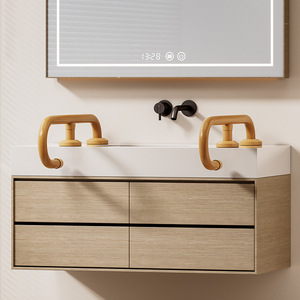 Main courante en résine pour lavabo de salle de bain, conçue pour les personnes âgées et les personnes handicapées, avec barrières antidérapantes sur le comptoir et le lavabo. - Product Image 4