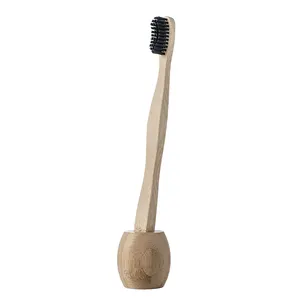 thick crank Curve wave shape handle natural color coating bamboo toothbrush charcoal toothbrush biodegradable toothbrush