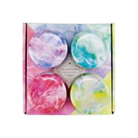 Boîte en étain cire de soja et fleurs séchées boîte cadeau de 4pcs bougies parfumées