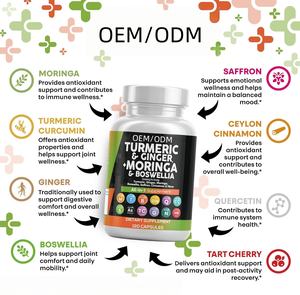 Cápsulas de polvo de Moringa orgánica OEM, suplementos de cúrcuma Moringa, apoya la inmunidad del metabolismo energético. Extracto de hierbas antioxidantes - Product Image 4