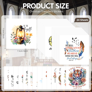Nouveau style 2026 – 24 feuilles d'autocollants vintage chrétiens à appliquer par frottement pour verre, bougeoirs et porcelaine - Product Image 4