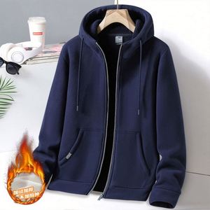 Sweat-shirts à capuche pour hommes en coton, style veste zippée, coupe ample, pour l'hiver, brodés, tendance - Product Image 4