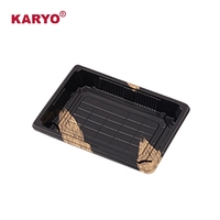 KARYO 1103 Boîte d'emballage alimentaire à emporter jetable personnalisée Plateau à sushi en plastique élégant avec couvercle transparent antibuée