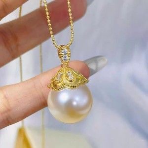 31419DIY Accessories S925 Silver Pendant Empty Holder with 12-15mm Round Beads for <b>Concealer</b> Necklace - Product Image 1