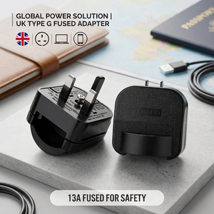 Adaptador de Enchufe del Reino Unido a Europeo, Convertidor de Enchufe Schuko de 2 y 3 Pines, 13A, Fusible Integrado, Conector Tipo G para Laptop, Teléfono Móvil, Viajes - Product Image 1