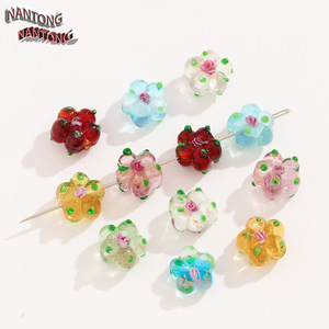 Perles de verre en forme de rose NANTONG 15 mm, peintes à la main, fleurs de prunier, accessoires de bijoux DIY - Product Image 2