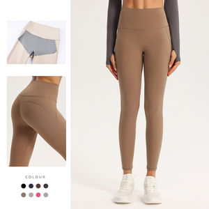 Souke Sports Pantalon de yoga respirant à haute ductilité, taille haute, couleur pure, gris