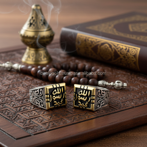 925K Sterling Silver Islamic Design Allah Rasul Muhammad <b>Men</b> <b>Ring</b> - Product Image 3