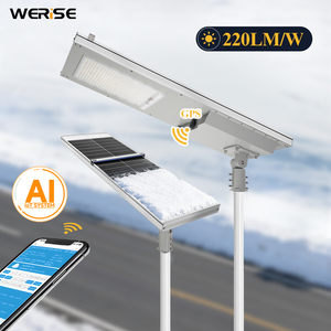 Lampe solaire LED tout-en-un WERISE étanche IP65 avec détecteur de mouvement, du crépuscule à l'<span class=keywords><strong>aube</strong></span>, pour éclairage de sécurité de jardin, allée, route, cour - Product Image 1