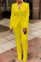 Ensemble tailleur pantalon chic et de qualité pour femme, tailles S-4XL, personnalisable, grande taille, multicolore, avec blazer boutonné
