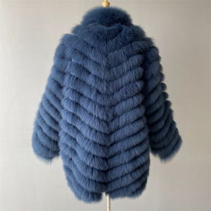 2024 inverno giacca di vera pelliccia di volpe fodera di seta liscia caldo esterno lungo di lusso all'ingrosso 100% tessuto di seta cappotto reversibile da donna - Product Image 2