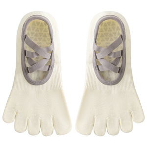 Chaussettes de yoga, chaussettes de yoga à cinq doigts, chaussettes antidérapantes spéciales pour studio de Pilates/salle de sport, chaussettes en coton pour femmes - Product Image 5