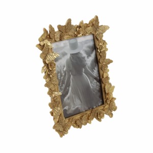 Cornice Decorativa a Farfalla con Bordo in Metallo Dorato, Cornice Fotografica Contemporanea Glamour per Tavolo, Ingresso, Camera da Letto - Product Image 2