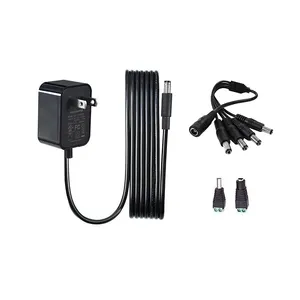 Adaptador de corriente para cámara de seguridad 12V 2a con cable divisor de 4 vías y adaptador 5,5 2,1 para cámara Cctv Dc 12V