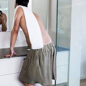 Serviette de bain pour homme en microfibre tissée à boucle velcro, motif à carreaux, usage domestique, séchage rapide, écologique - Product Image 3