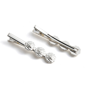 Women Luxury Delicate Silver Rose Metal Hair <b>Clip</b> Barrettes Wholesale, Metal Duckbill Hair <b>Clips</b> Bulk For Metal Craft - Product Image 4