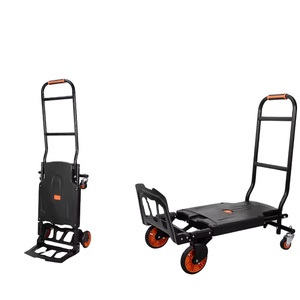 Carrito de equipaje plegable portátil de cuatro ruedas con elevación manual, carrito de transporte de equipaje para compras al aire libre, plataforma con mango retráctil - Product Image 1