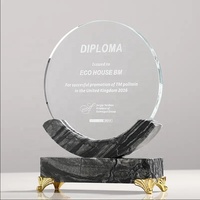 Trophée en cristal de marbre personnalisé de haute qualité Prix de gros bon marché Plaque en cristal ronde pour cadeau de remise de diplôme
