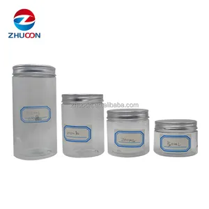 Empty Wide Mouth Transparent Cosmetic Jar 50/100/120/150/200/250g 300ml Pet Plastic Jars With Aluminum Lid