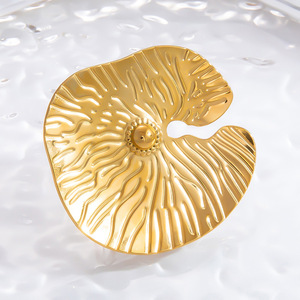 Stainless Steel Lotus Leaf <b>Ring</b> Gold Color Unisex Jewelry Gift Fashion <b>Rings</b> - Product Image 1