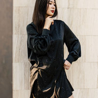 GuiXiu 2021 printemps noir décontracté femmes robe à manches longues lâche doux chemise robes chemise de nuit
