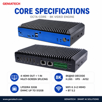 Boîtier de signalisation numérique RK3588 Quad, décodeur 8K avec Wi-Fi 6 double Gigabit, CAN, RS232, 16 Go, 128 Go, multi-affichage, Watchdog, RTC