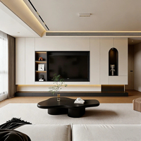 Sistema de Pared para TV Minimalista Moderno, Mueble para TV con Almacenamiento Completo, Solución de Muebles Personalizados para Sala de Estar