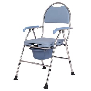 Foldable Stainless Steel <b>Commode</b> <b>Chair</b> With Soft Seat And Adjustable Height For Elderly And Disabled Hospital Use - Product Image 5