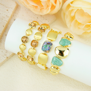 Europe America Colored <b>Crystal</b> Gold <b>Bracelet</b> 14k Irregular Enamel Resin Handmade Chains Jewelry for Women Gift - Product Image 2