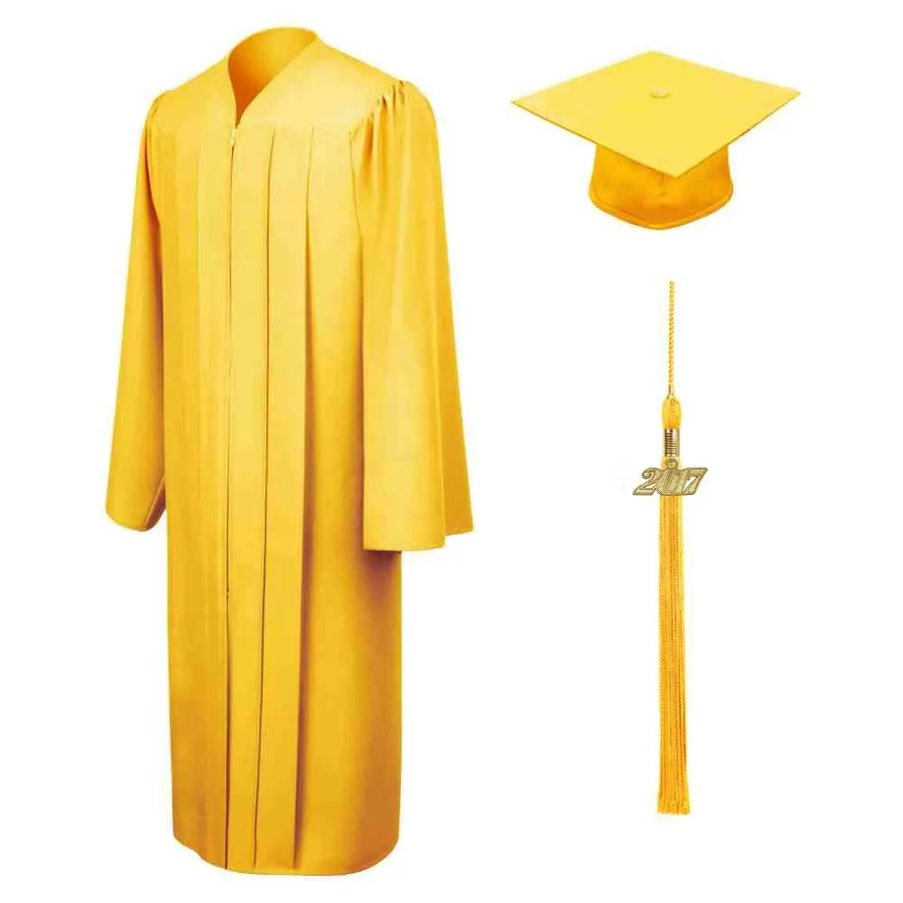ชุดและหมวกรับปริญญาสีส้มผิวด้านสำหรับผู้ใหญ่,ชุดและหมวกสำหรับไปโรงเรียน