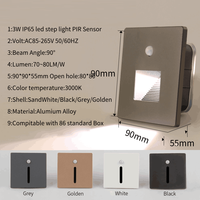 3W IP65 Étanche LED Lumière de Marche de Nuit Moderne Carré PIR Capteur Lampadaire pour la Maison Chambre à coucher Installation Applique Murale