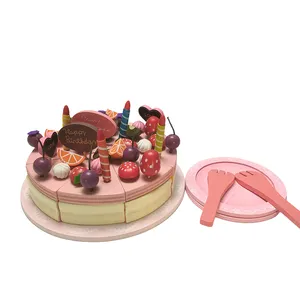 I bambini fingono il set da taglio per alimenti per bambini gioco in legno giocattolo per torta di compleanno per ragazze