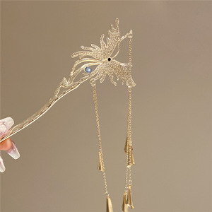 Épingle <span class=keywords><strong>à</strong></span> cheveux en cristal de diamant incrusté de papillon et de perles, ornement de tête, pince <span class=keywords><strong>à</strong></span> cheveux, pince <span class=keywords><strong>à</strong></span> cheveux, bâtonnet <span class=keywords><strong>à</strong></span> cheveux - Product Image 6