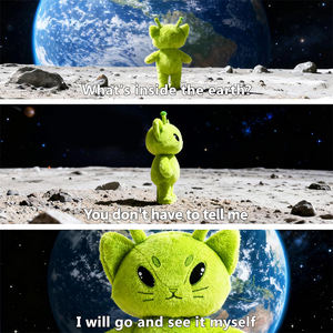 Peluche personnalisée OEM/ODM, jouet en peluche drôle et amusant, chat extraterrestre vert, design tendance, cadeaux pour Noël et anniversaire - Product Image 4