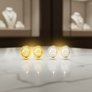 Pendientes de Botón Chapados en Oro Blanco E3711, Forma de Bola, Joyería Clásica Unisex de Moda - Product Image 2