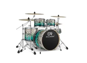 Kualitas tinggi set drum profesional 5 drum 3 simbal instrumen perkusi dicat hijau untuk dijual