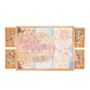 Wooden DIY <strong>Puzzle</strong> <strong>Table</strong> 1000/1500 PCS Jigsaw <strong>Puzzle</strong> 4 Drawers Customizable Protective Cover FSC Certified DIY Toy for Adults - Product Image 2