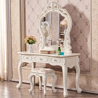Ensemble coiffeuse et miroir de style européen antique avec tabouret, table de maquillage en bois de haute qualité