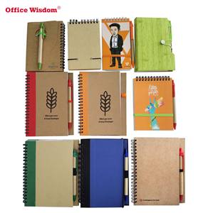 Design Wholesale Print Logo Eco Friendly Kraft Paper Cover Notebook Sticky Notes Notebook with Pen School Stationery - Product Image 4